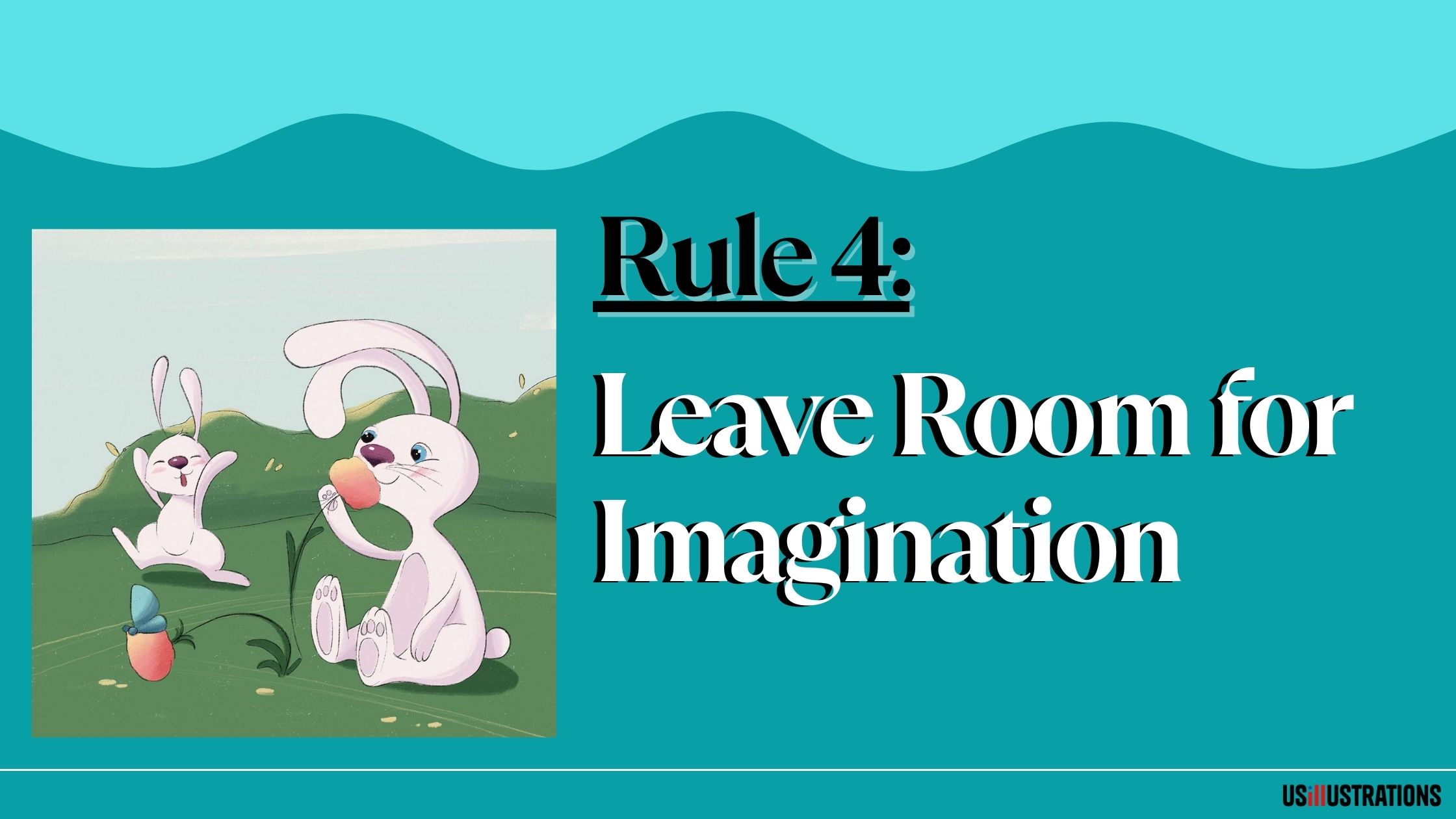 Composition techniques guiding the reader's eye through a picture book spread