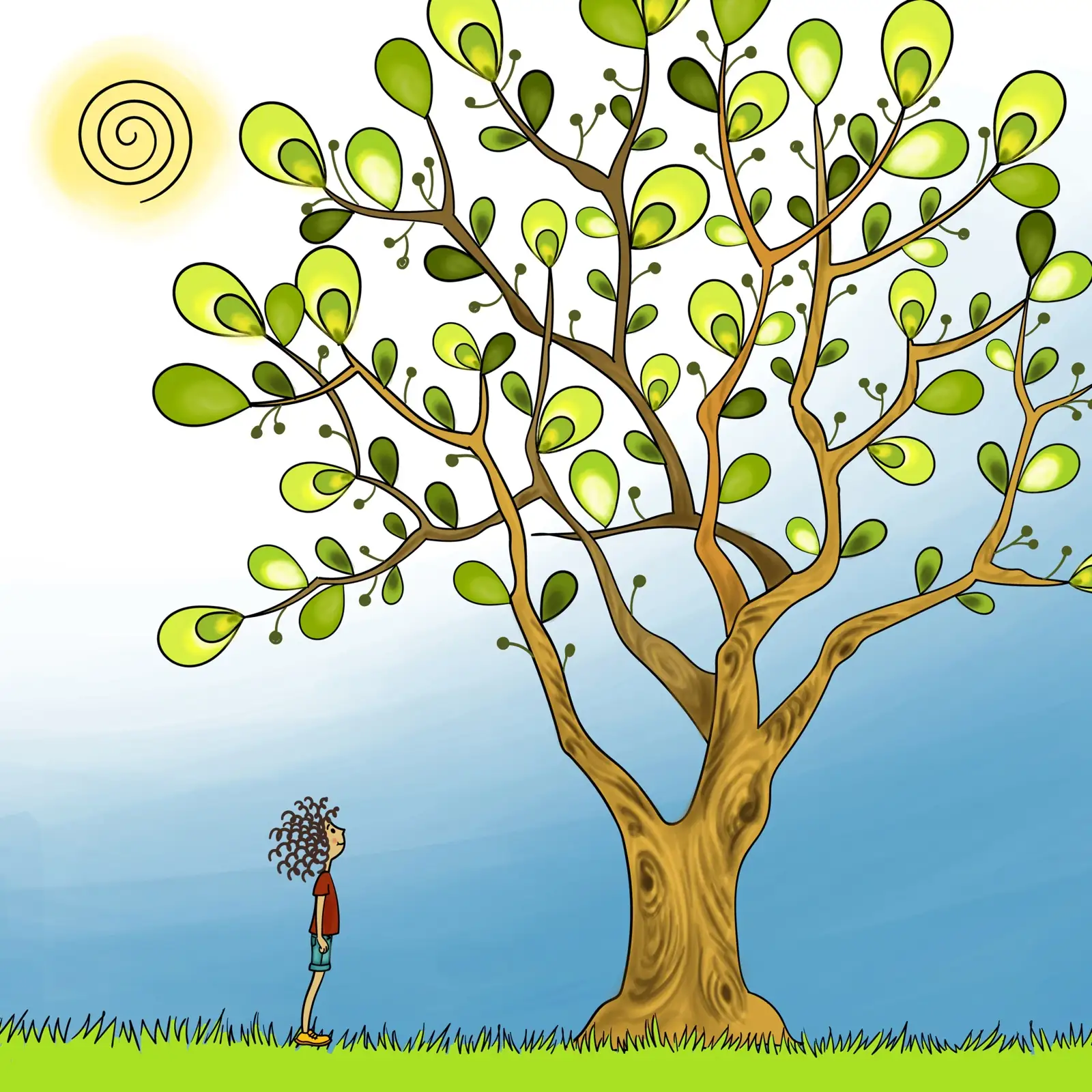 Illustration of a tree full of round green leaves, A Tree for Me