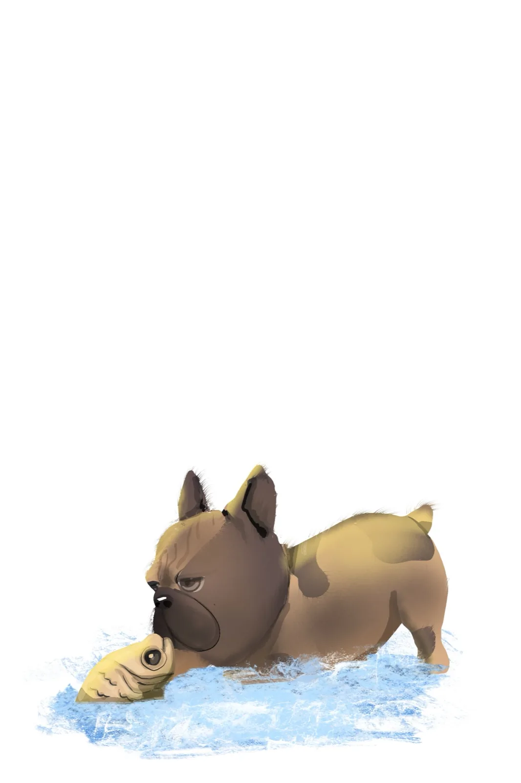 Color illustration of a bulldog lying down, ABC Dogs