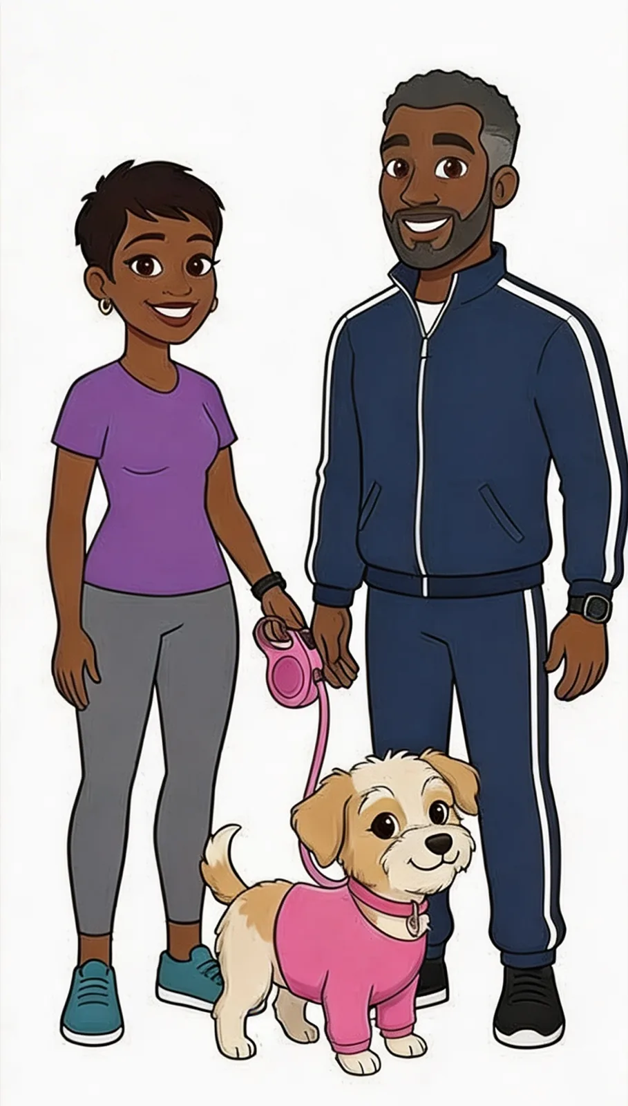 Character design of a couple and their dog for Casey's Wings