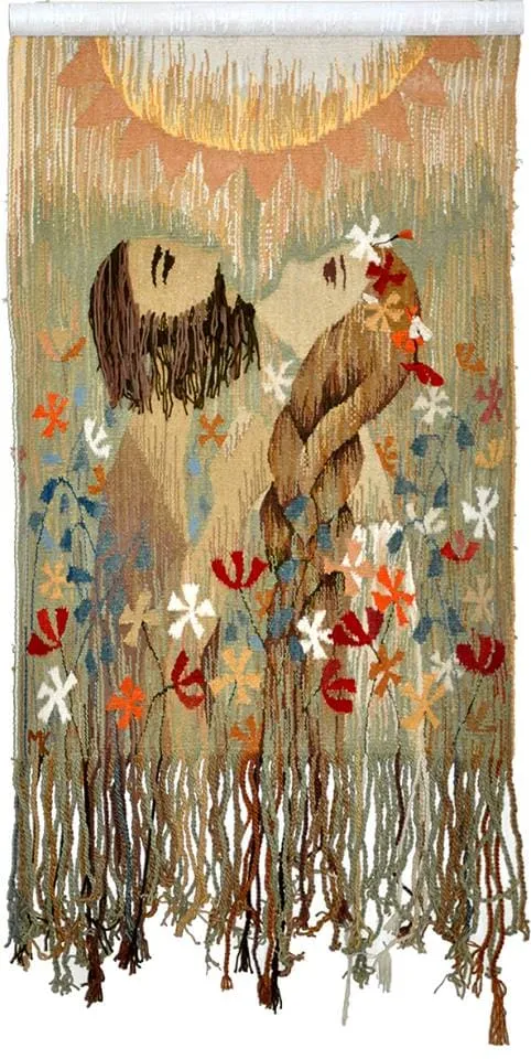 Handwoven gobelin tapestry artwork by Karine Makartichan showcasing classical fine art craftsmanship