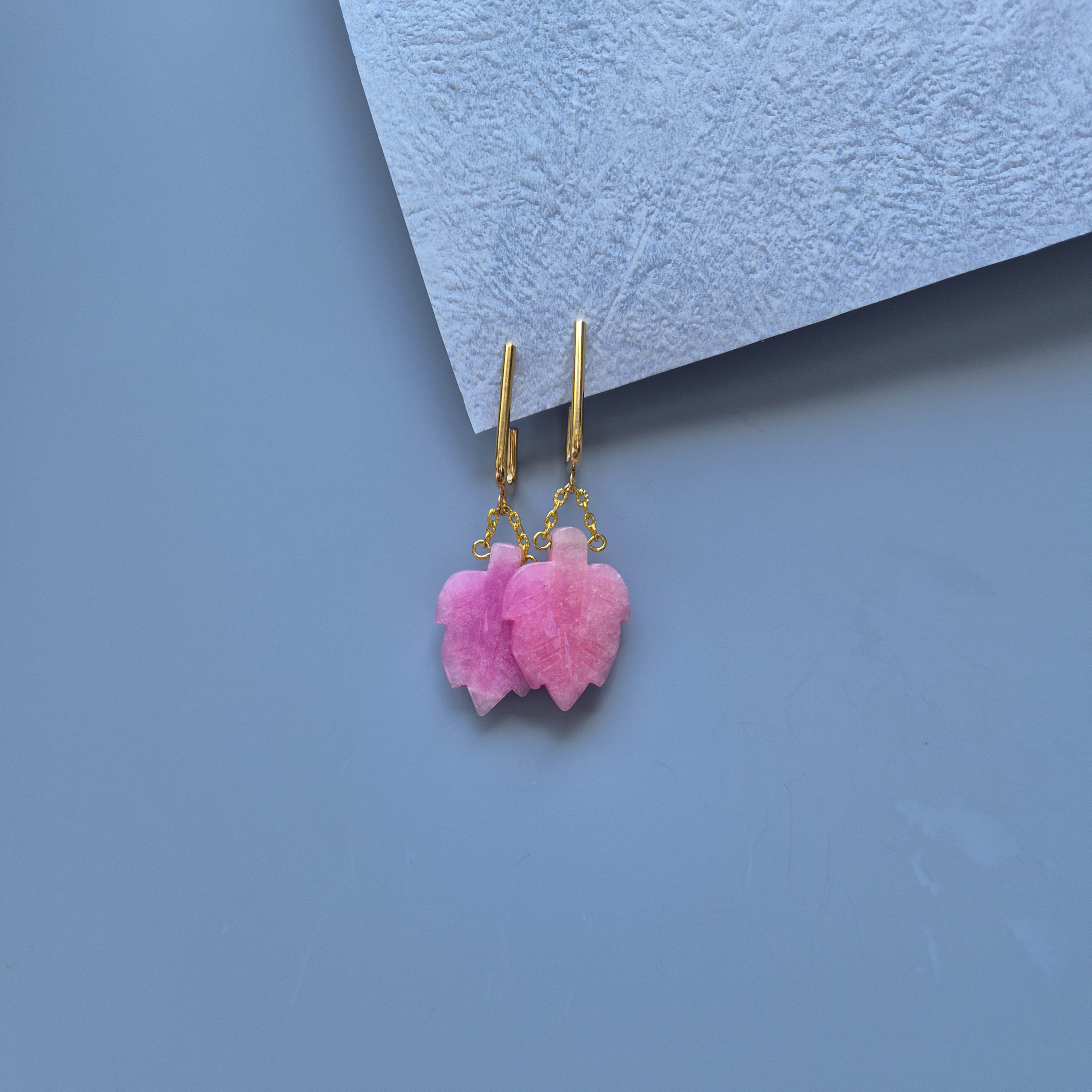 Pink Leaf Earrings