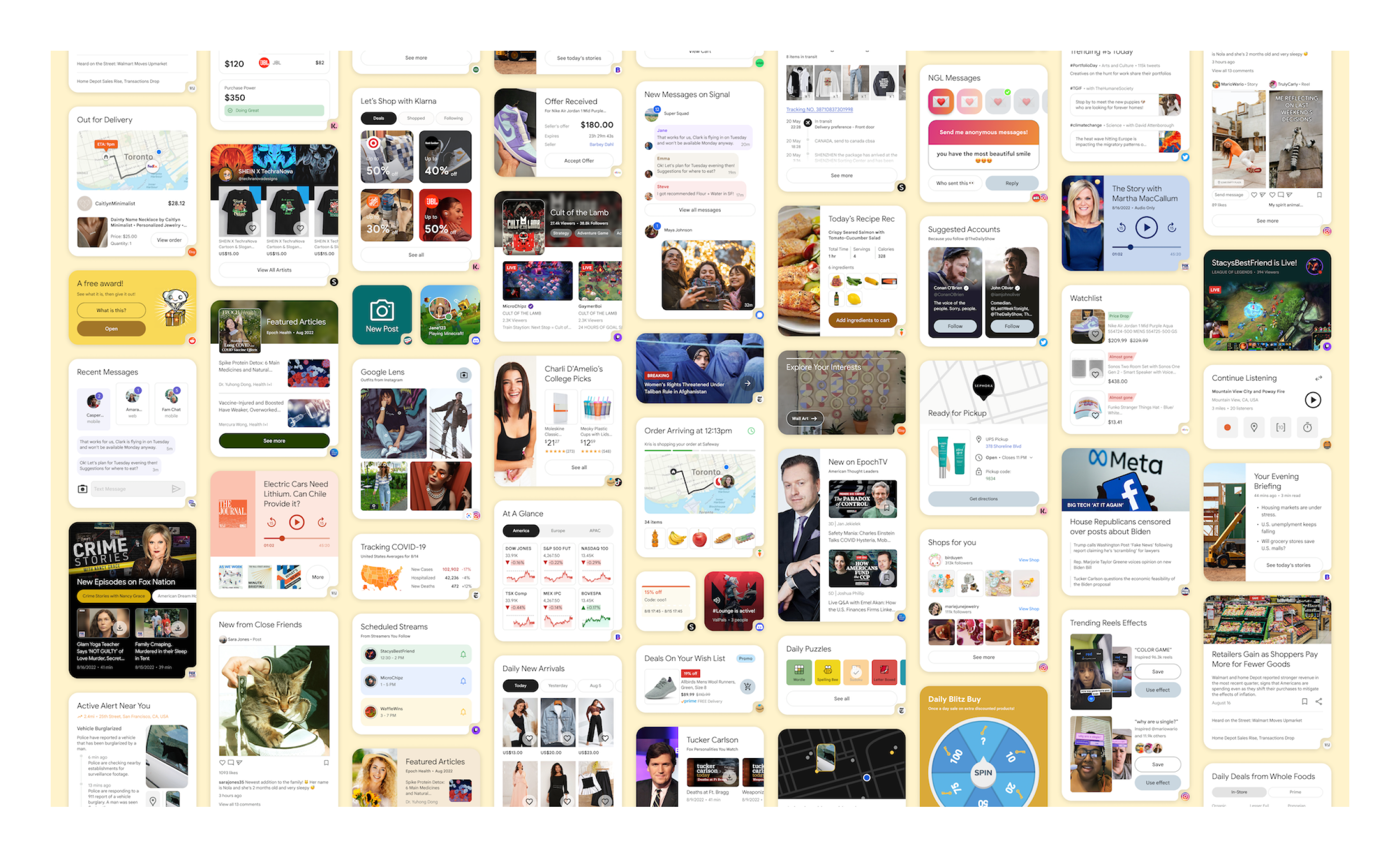 Collage showing 93 finalized widget designs extracted from my 579 iterations.