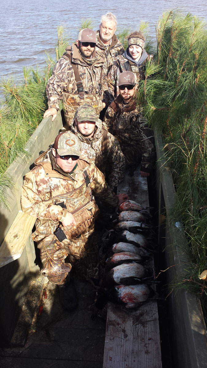 Large group in duck blind