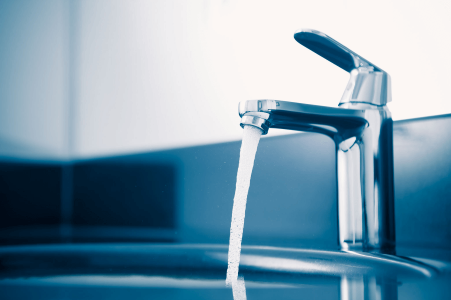 Running water from bathroom faucet
