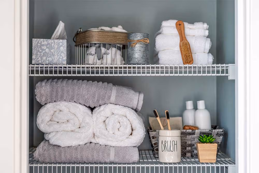 Linen closet after organization service