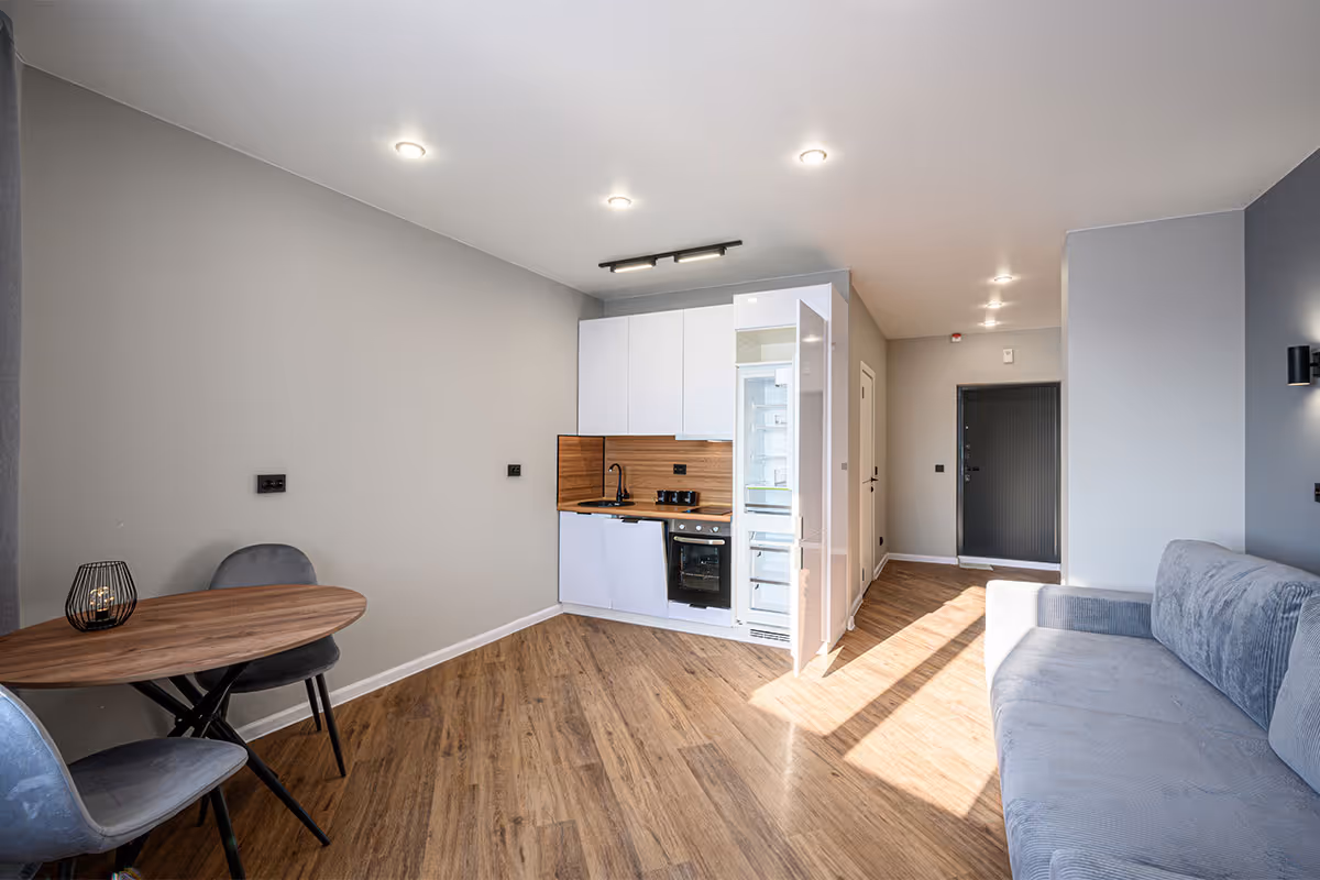 An apartment that has been cleaned, ready to be moved in.