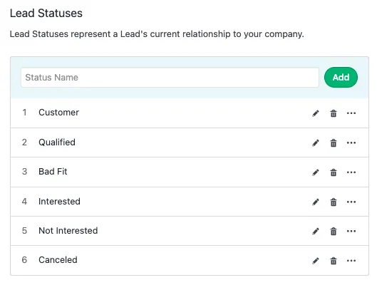 Lead Statuses for Prospecting