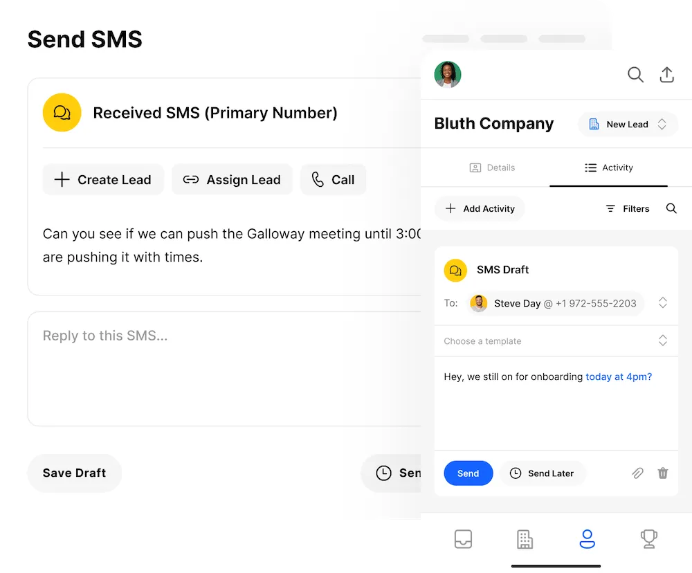 Sales SMS and Texting Follow-Ups - SMS in Close