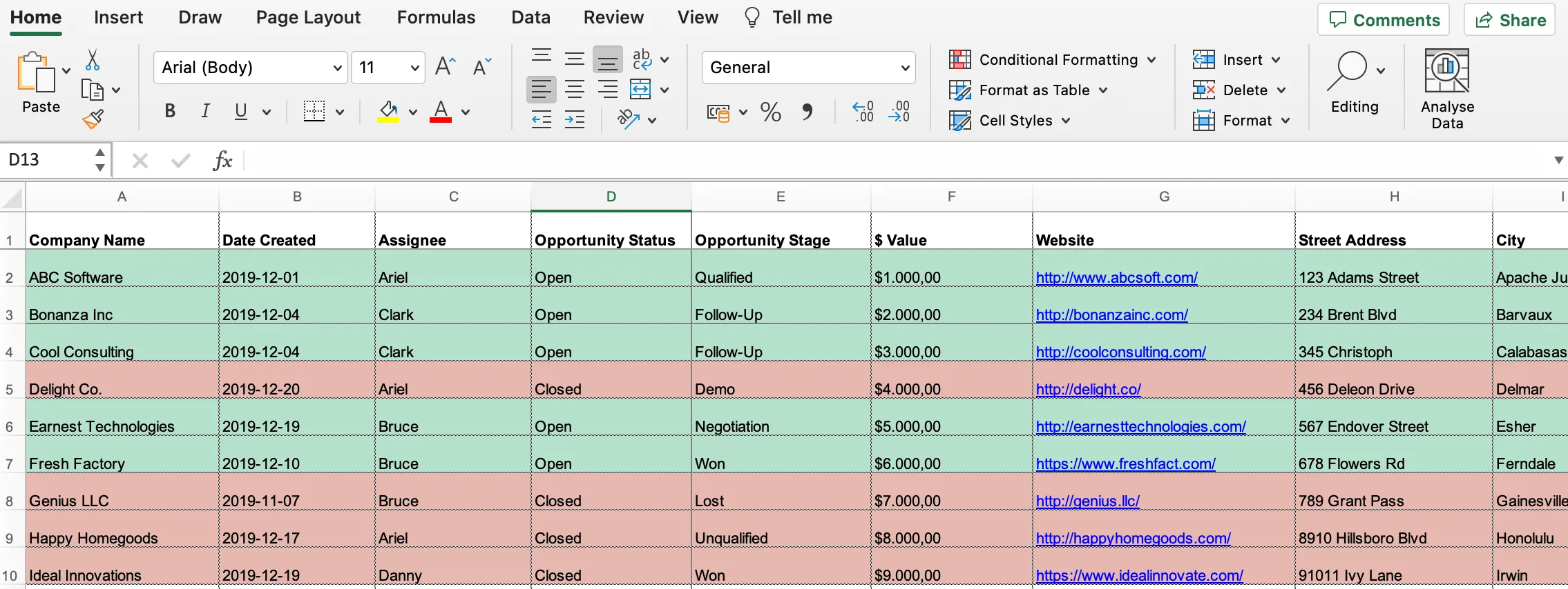 CRM Template from Close