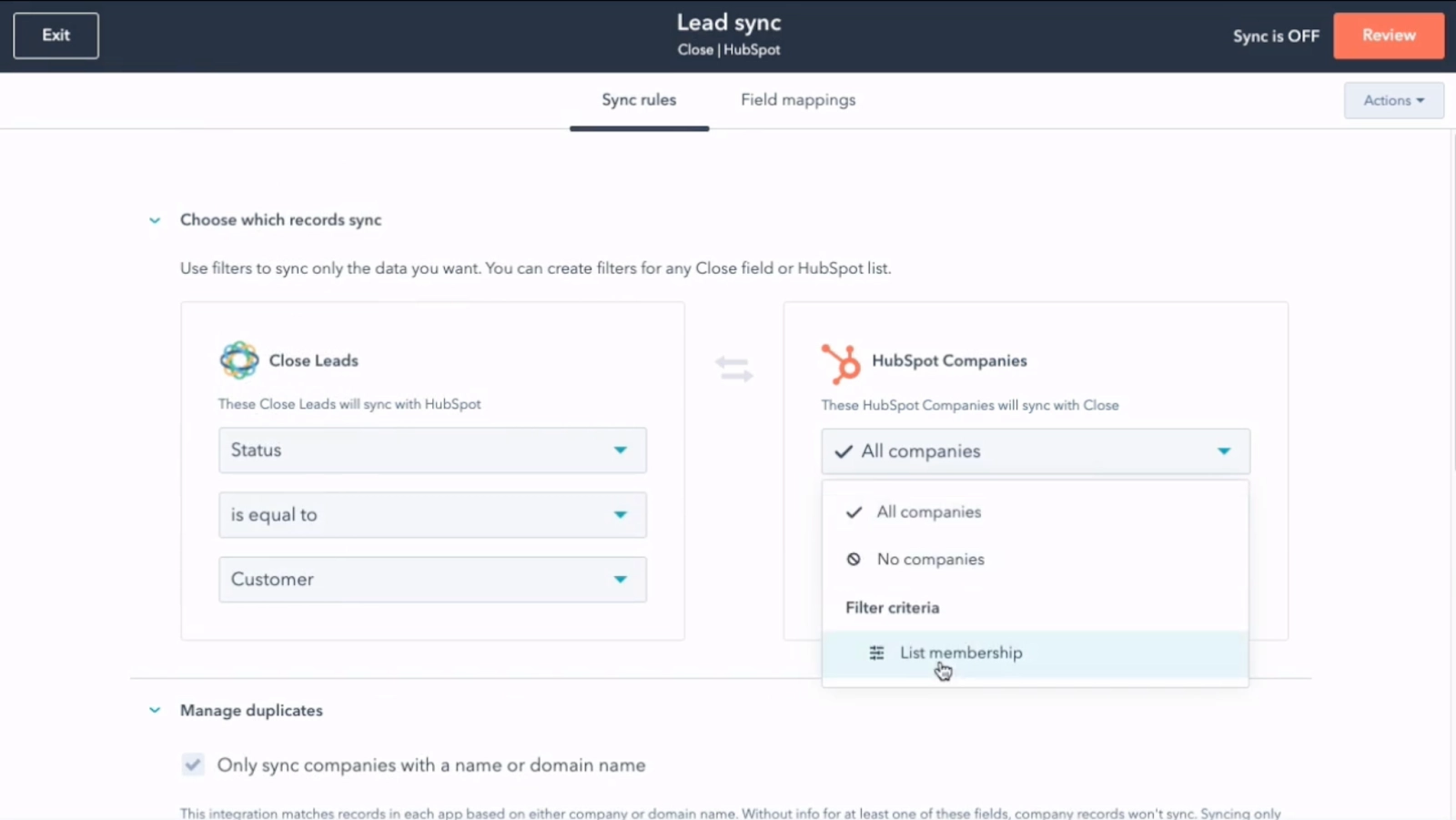 HubSpot and Close CRM Integration