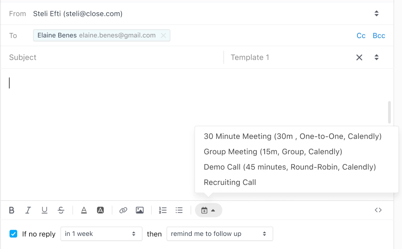 Calendly integration with Close CRM