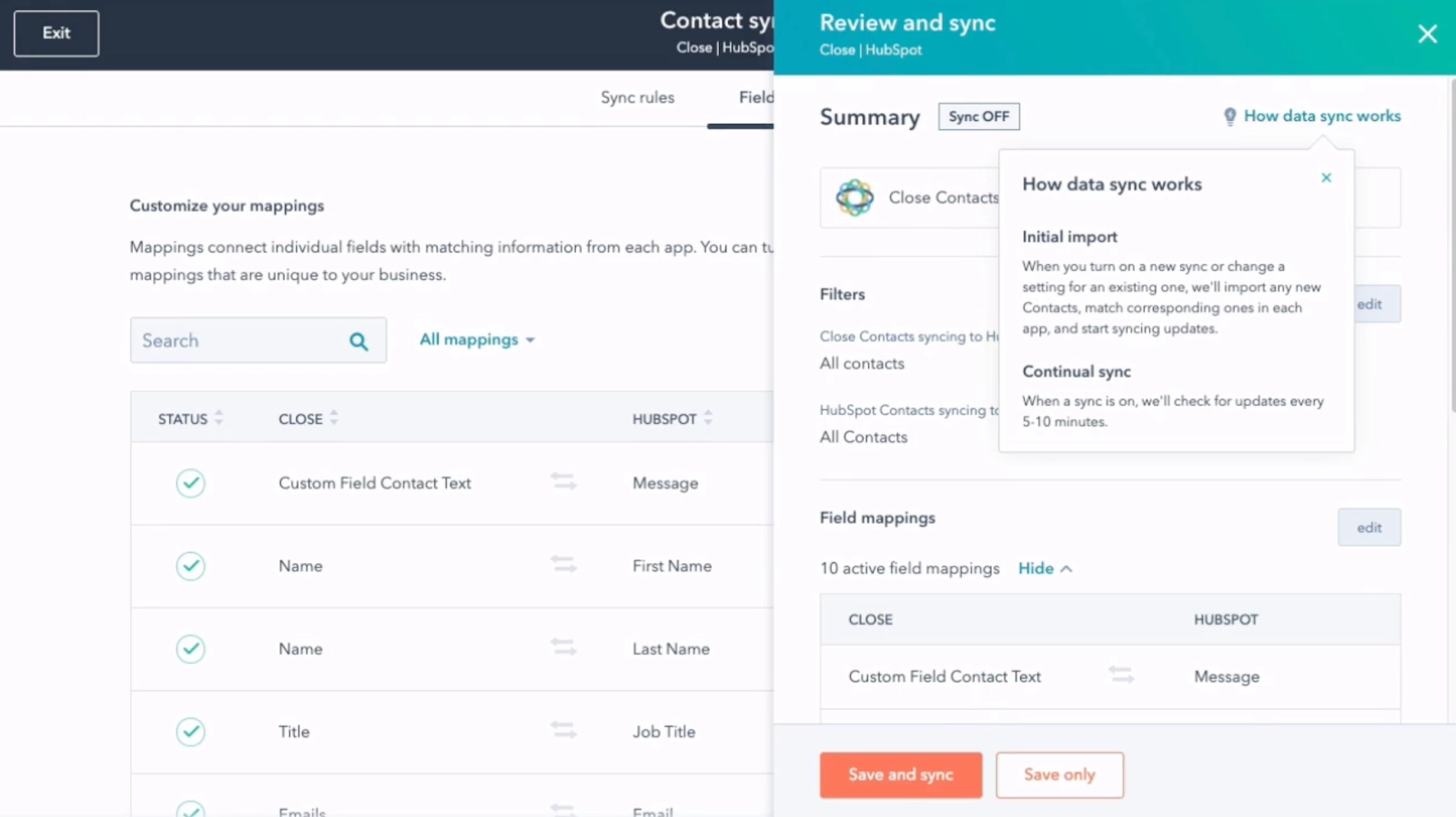 HubSpot and Close CRM Integration - Final Step