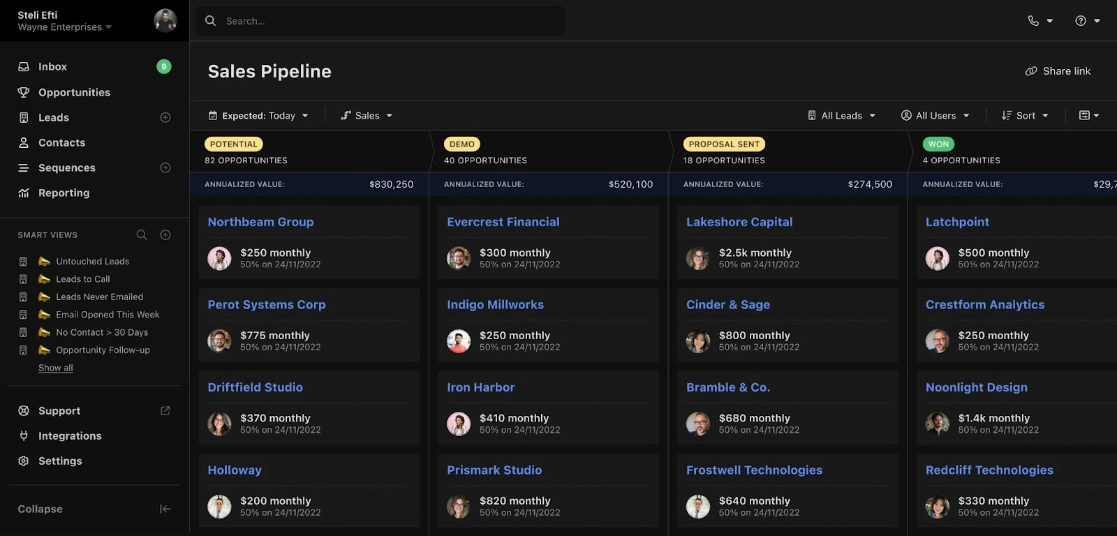 Dark Mode - Close CRM