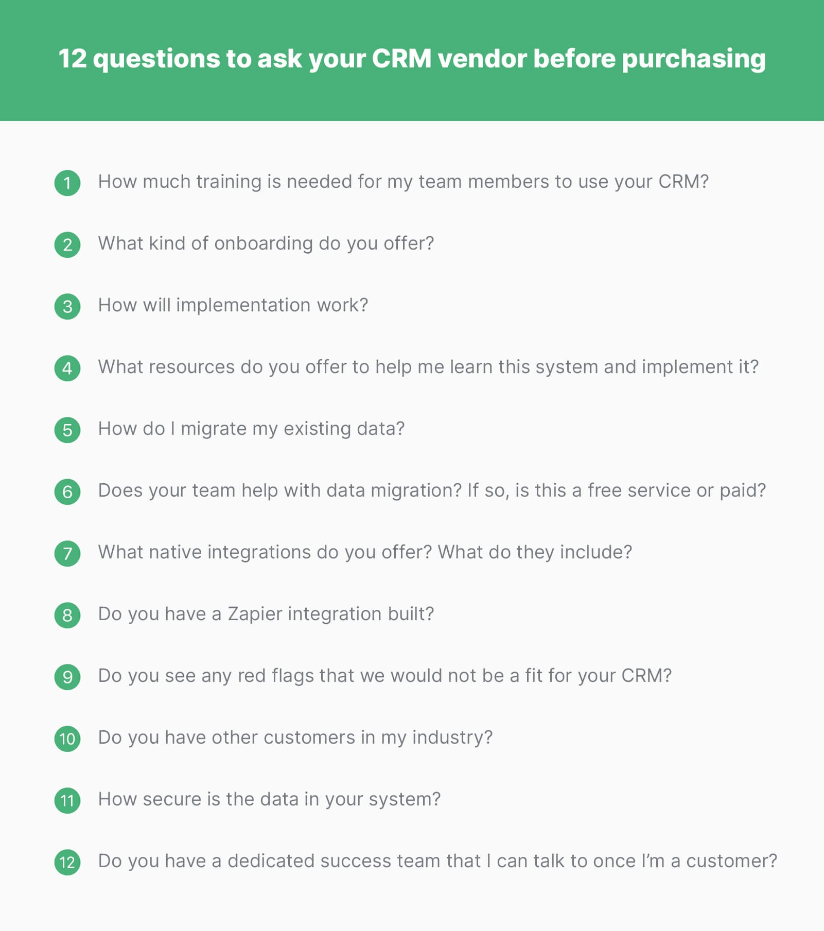 12 Questions to Ask Your CRM Vendors