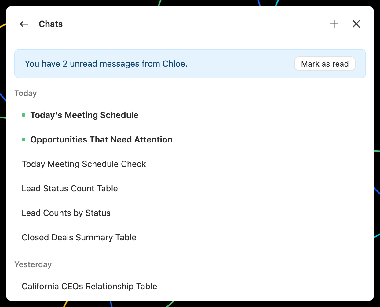 Chloe Chat notifications
