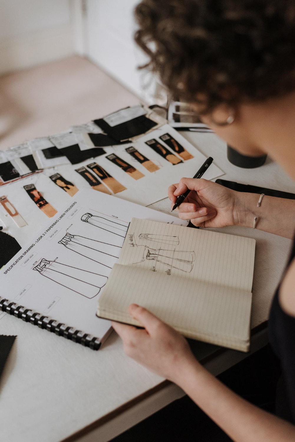 Reviewing artwork and design sketches
