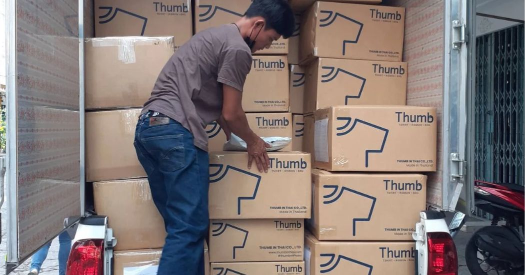 Taping a shipping box