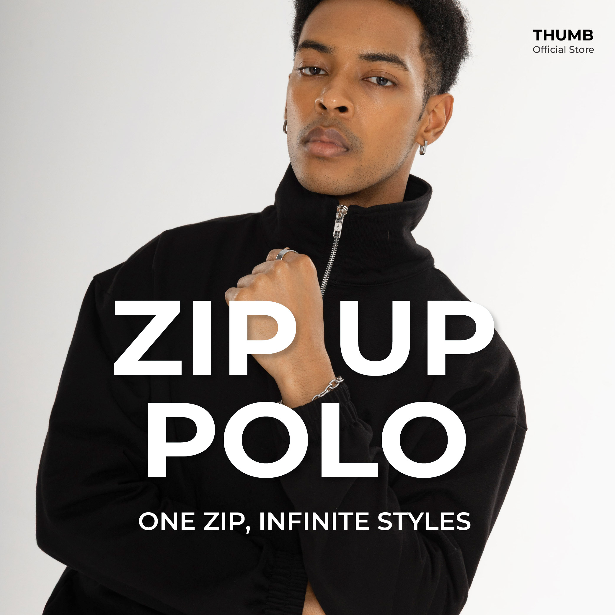 Zip Up Polo เสื้อโปโล ฮาฟซิป สเวตเตอร์ แมทช์ง่าย Polo Half Zip Sweatshirt
