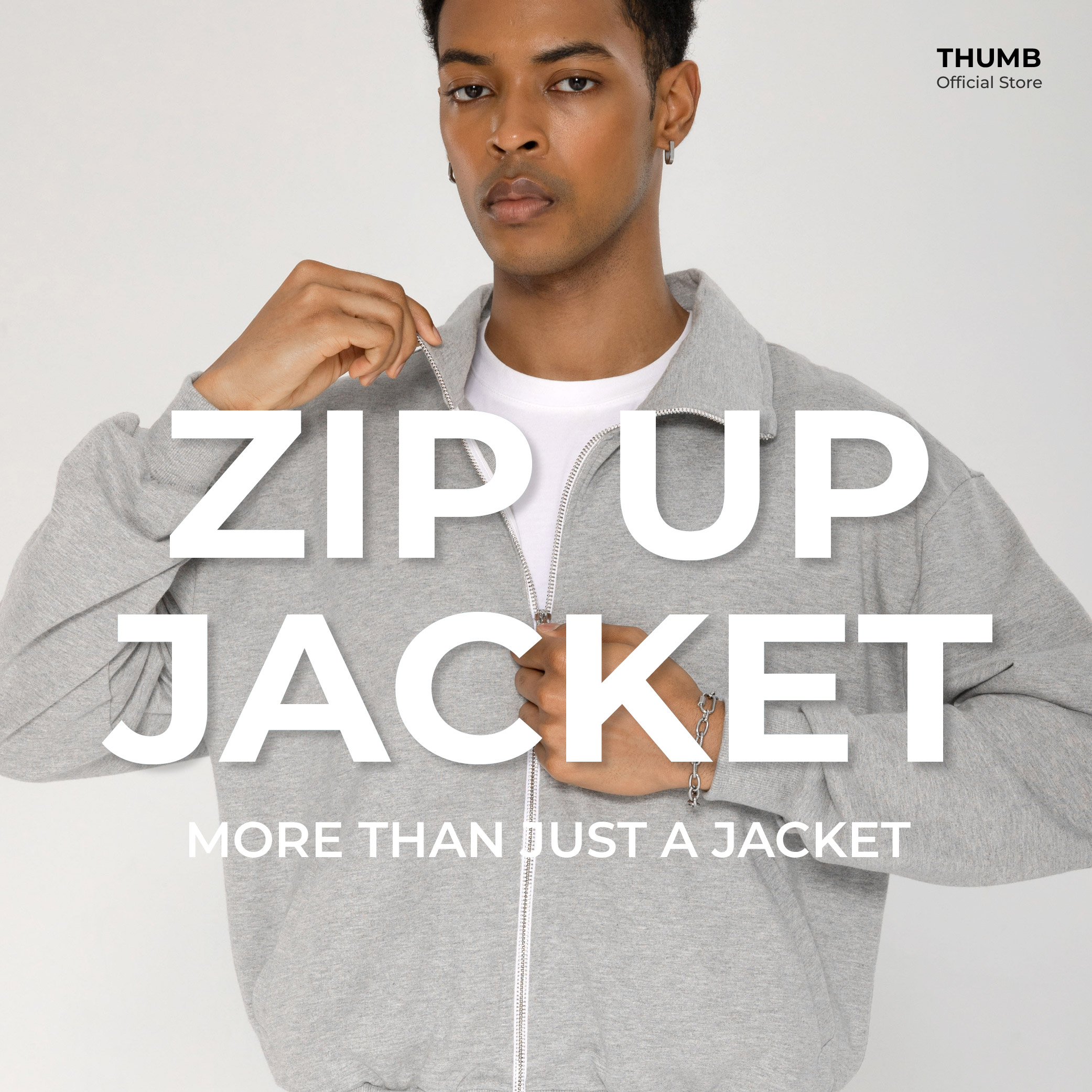 Zip Up Jacket ดีไซน์ปกคอสูง แมตช์ง่ายได้ทุกลุค