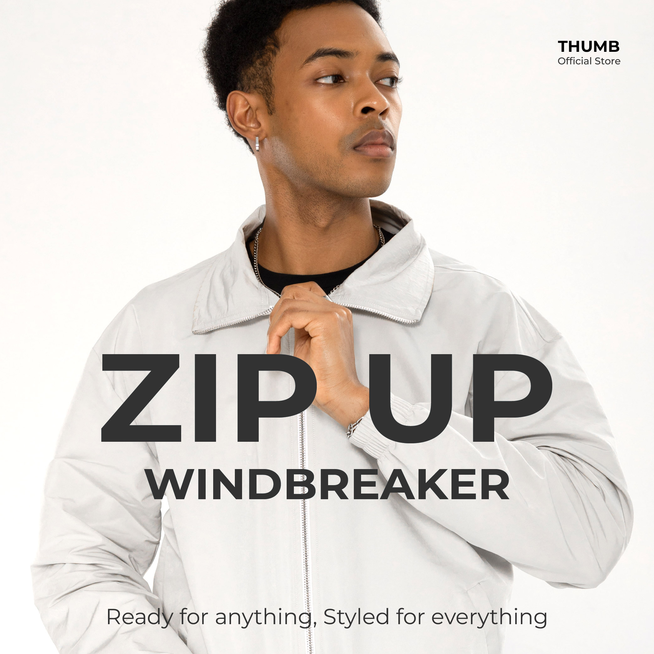 Zip Up Windbreaker เสื้อแจ็คเก็ตกันลม กันน้ำ