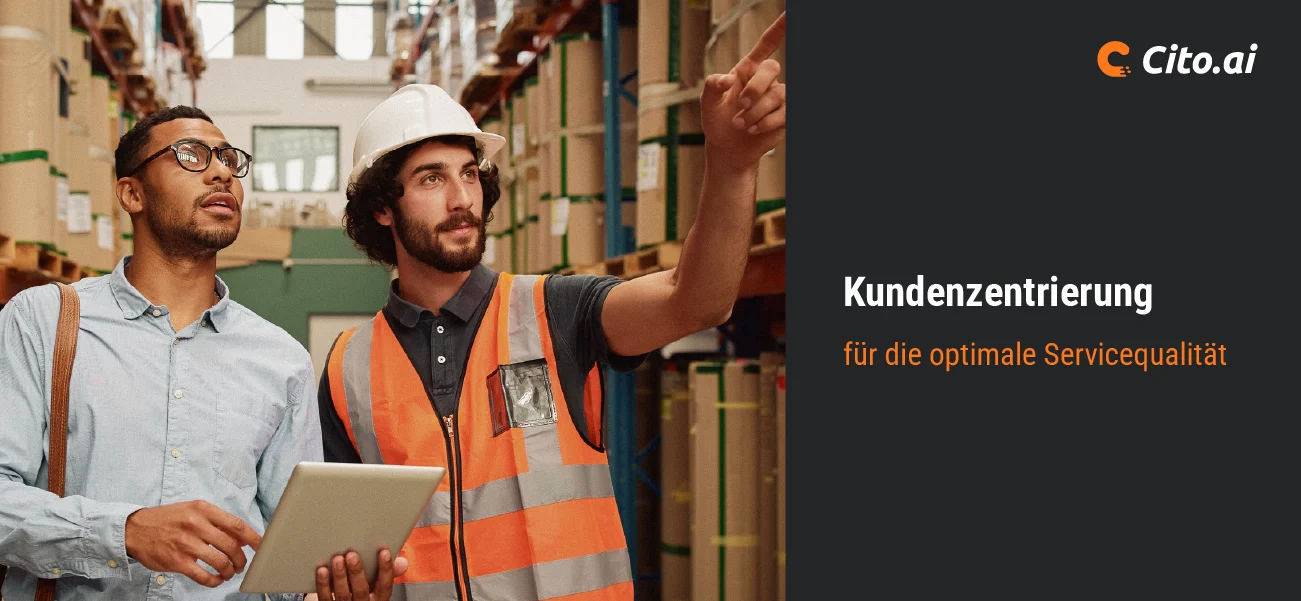 Auf dem Bild zu sehen ist eine typische Szene bei einem Kundenbesuch: Unser Ansprechpartner von Cito bespricht mit einem Kunden seinen Arbeitsablauf für die Abwicklung von Transporten. Dabei gehen sie meist auch an den Ort des Geschehens: In den meisten Fällen ist dass die Lagerhalle des Kunden – von dort aus werden Waren abgeholt und verladen.