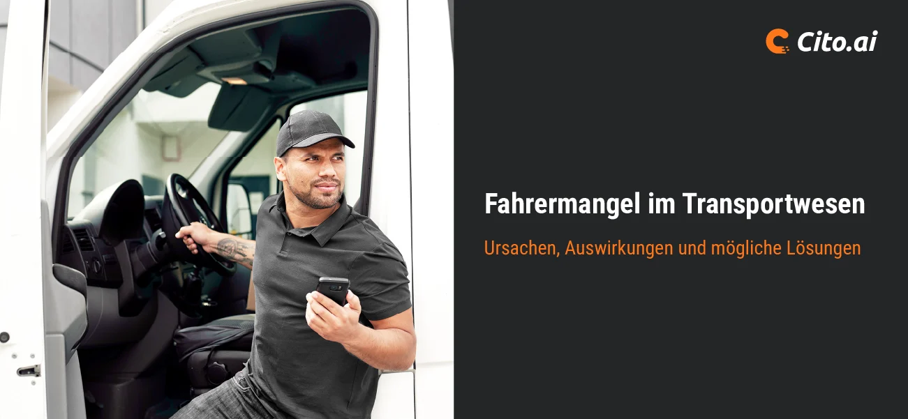 Ein Berufsfahrer, bekleidet mit schwarzer Warnweste, steht an der Rückseite eines Transportes auf dem "Cito.ai" zu lesen ist. Der Fahrer ist gerade dabei die Tür des Transporters zu öffnen.