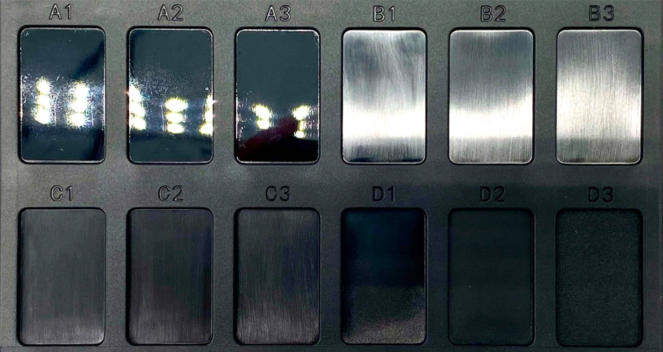 Injection moulding finishes card, SPI