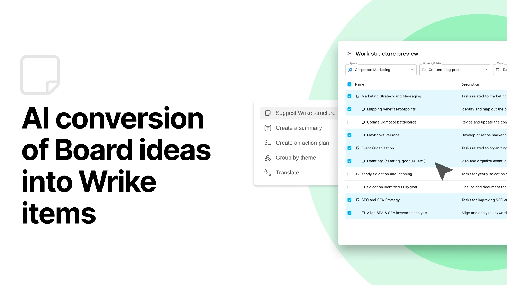 AI conversion of Board ideas into Wrike items. | Klaxoon