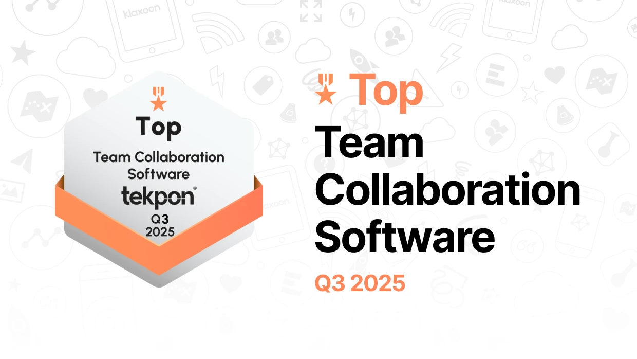 The Tekpon badge awarding Klaxoon the title of “Top Team Collaboration Software” for the third quarter of 2025. | Klaxoon