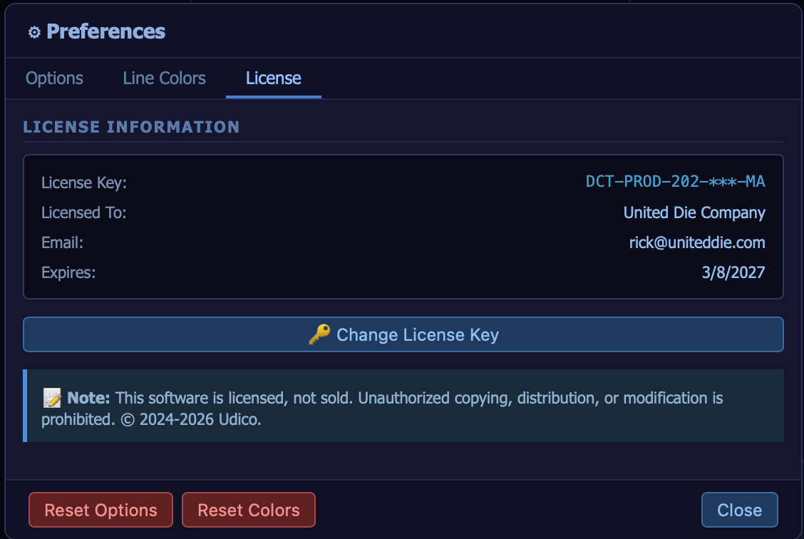 Preferences License Tab