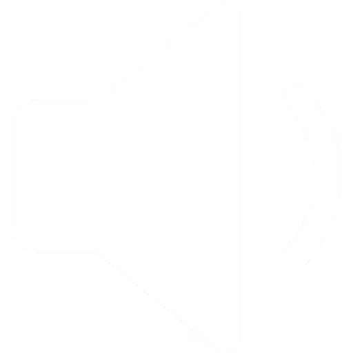 White speaker icon indicating volume or sound with sound waves on a transparent background.