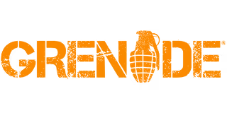 GRENADE brand name with a grenade silhouette replacing the letter A in orange text.