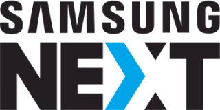 Samsung Next logo with stylized blue arrow in the word NEXT.