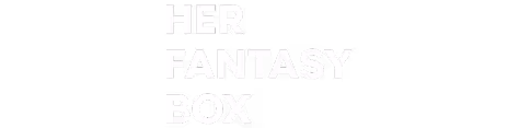 Text reading 'HER FANTASY BOX' in white letters on a black background with fragmented and distorted styling.
