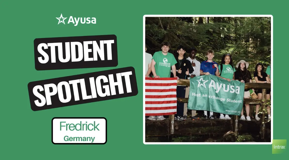 Ayusa Student Spotlight: Fredrick from Germany with students on a forest bridge.