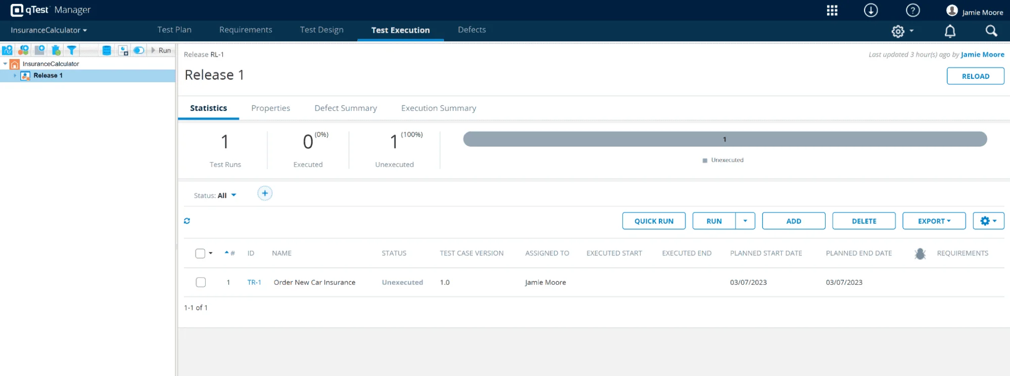 qTest Manager Dashboard