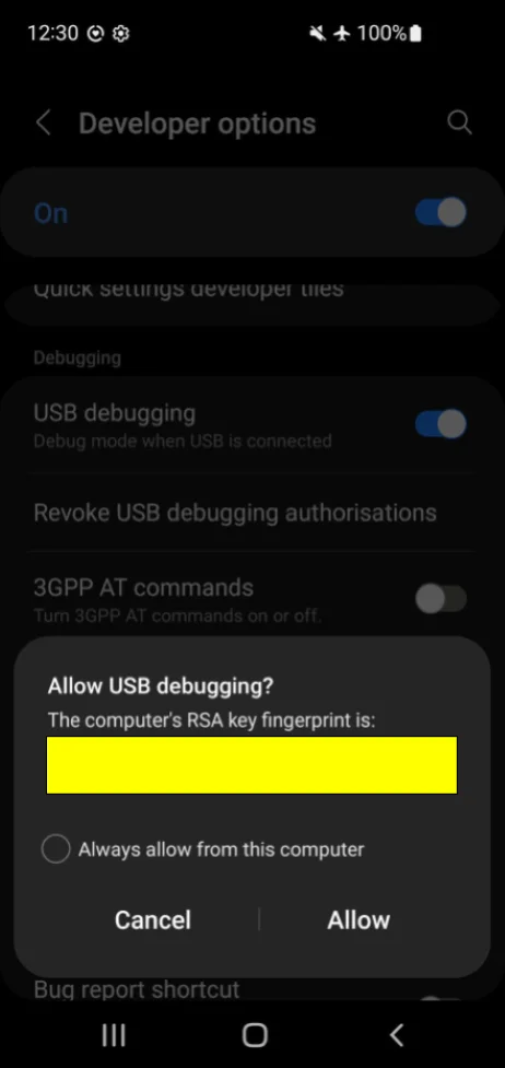 allow usb debug