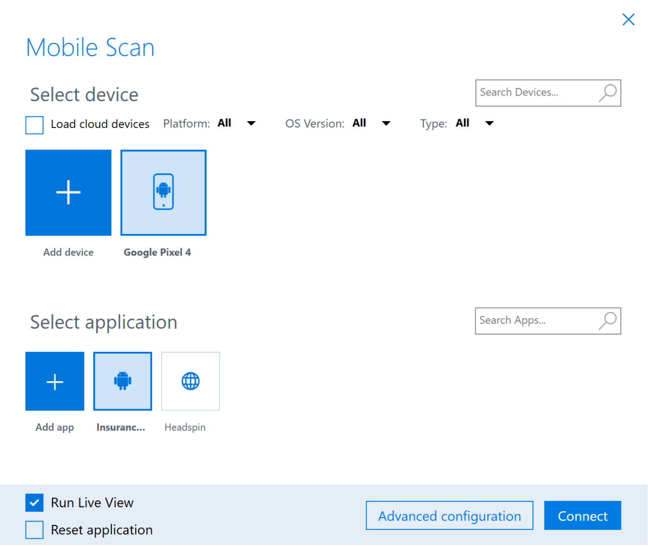 Image of the page that shows the addition of device and app.