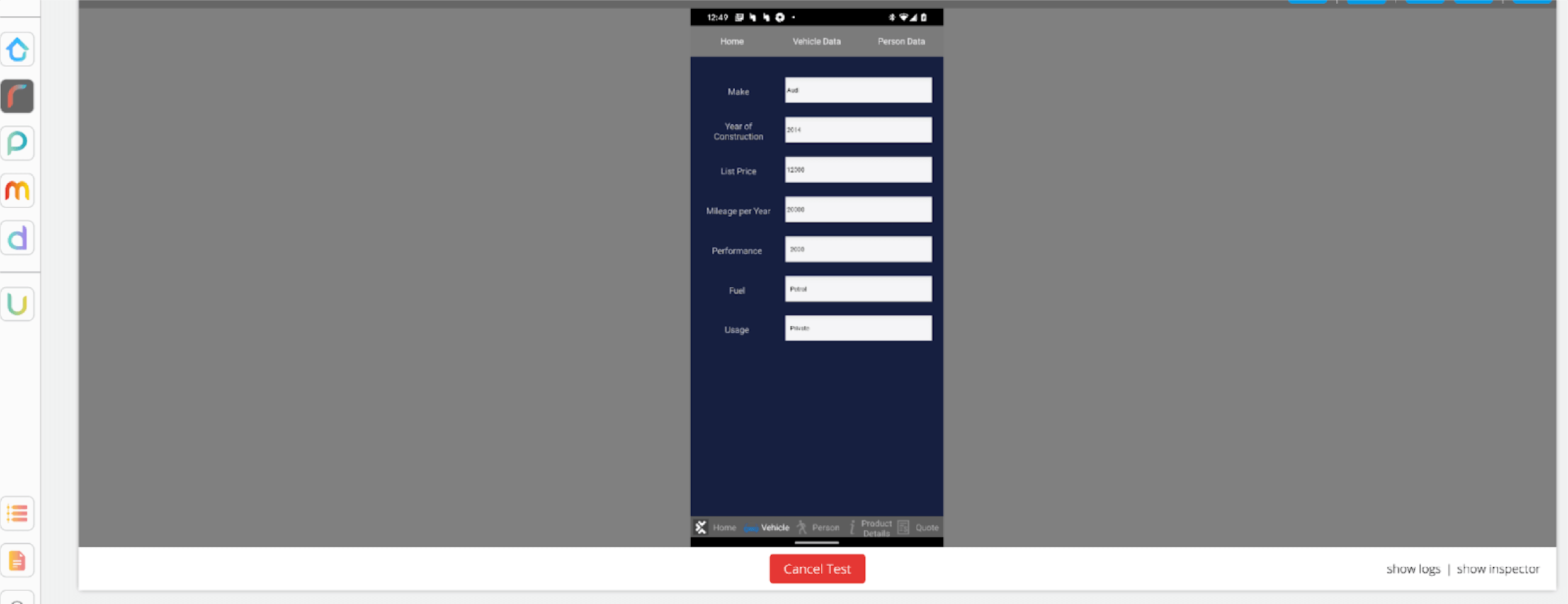 Full screenshot of the live view