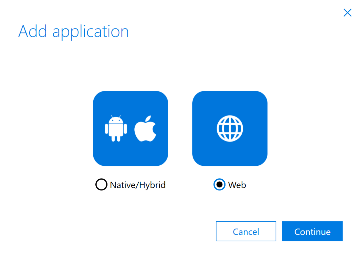 Image showing the page where you select the web app