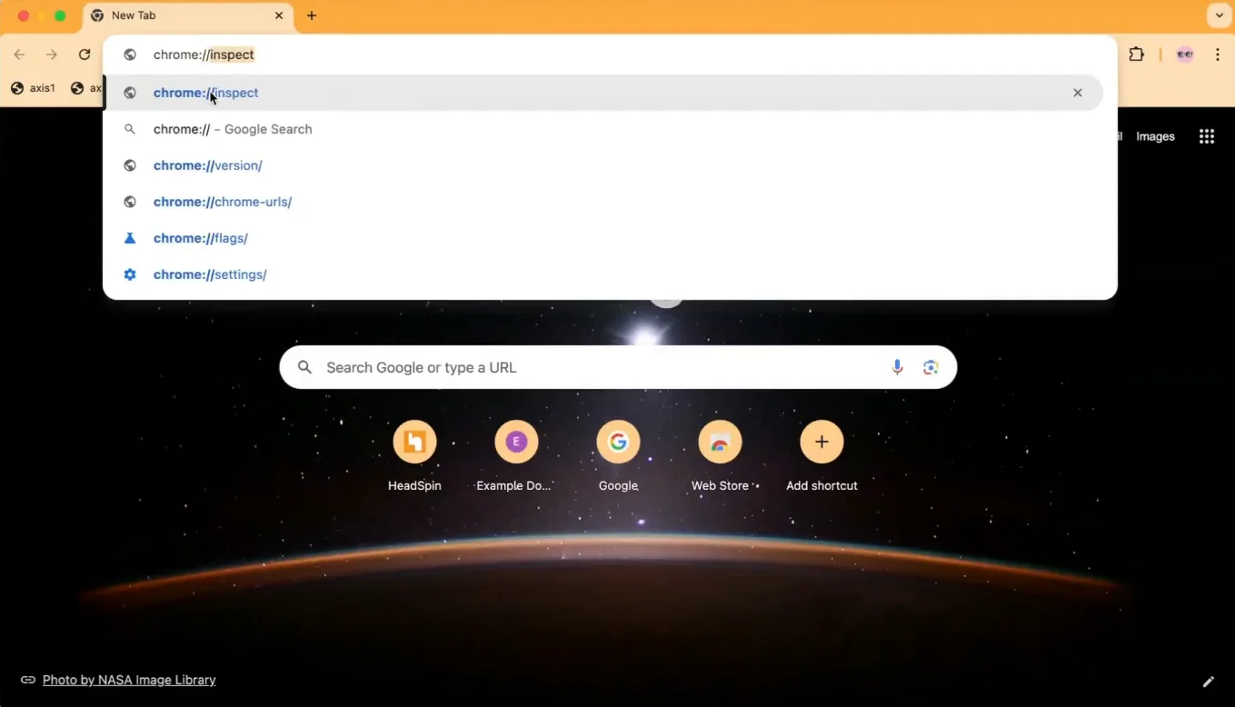 5. On Chrome Browser, open chrome://inspect to see the connected device and inspect it.