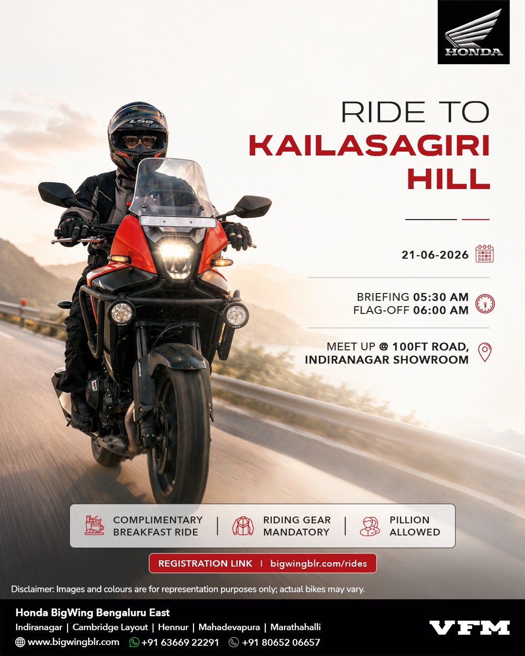 Breakfast ride to Kailasagiri Hills