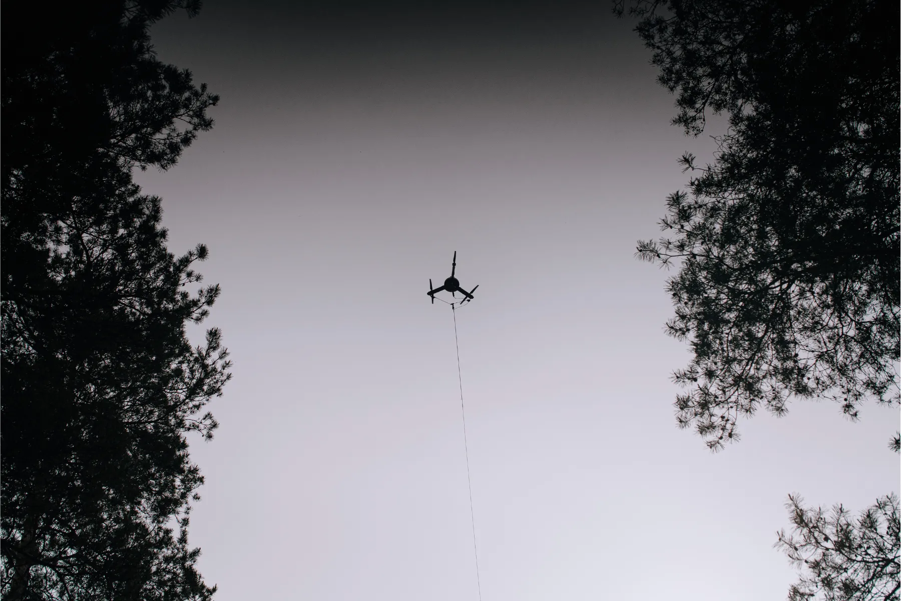 Tethered UAV in the air