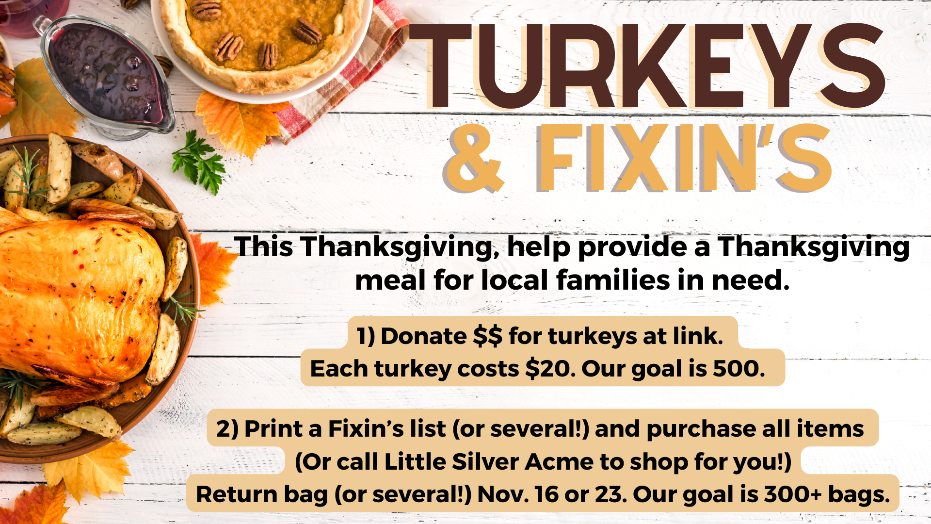 Turkeys & Fixin's - How you can help this Thanksgiving!