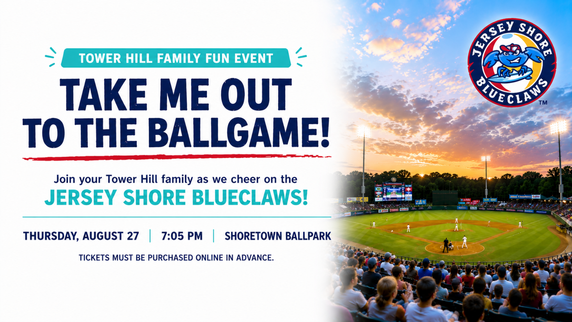 Tower Hill Family Fun Event | Jersey Shore Blueclaws Game