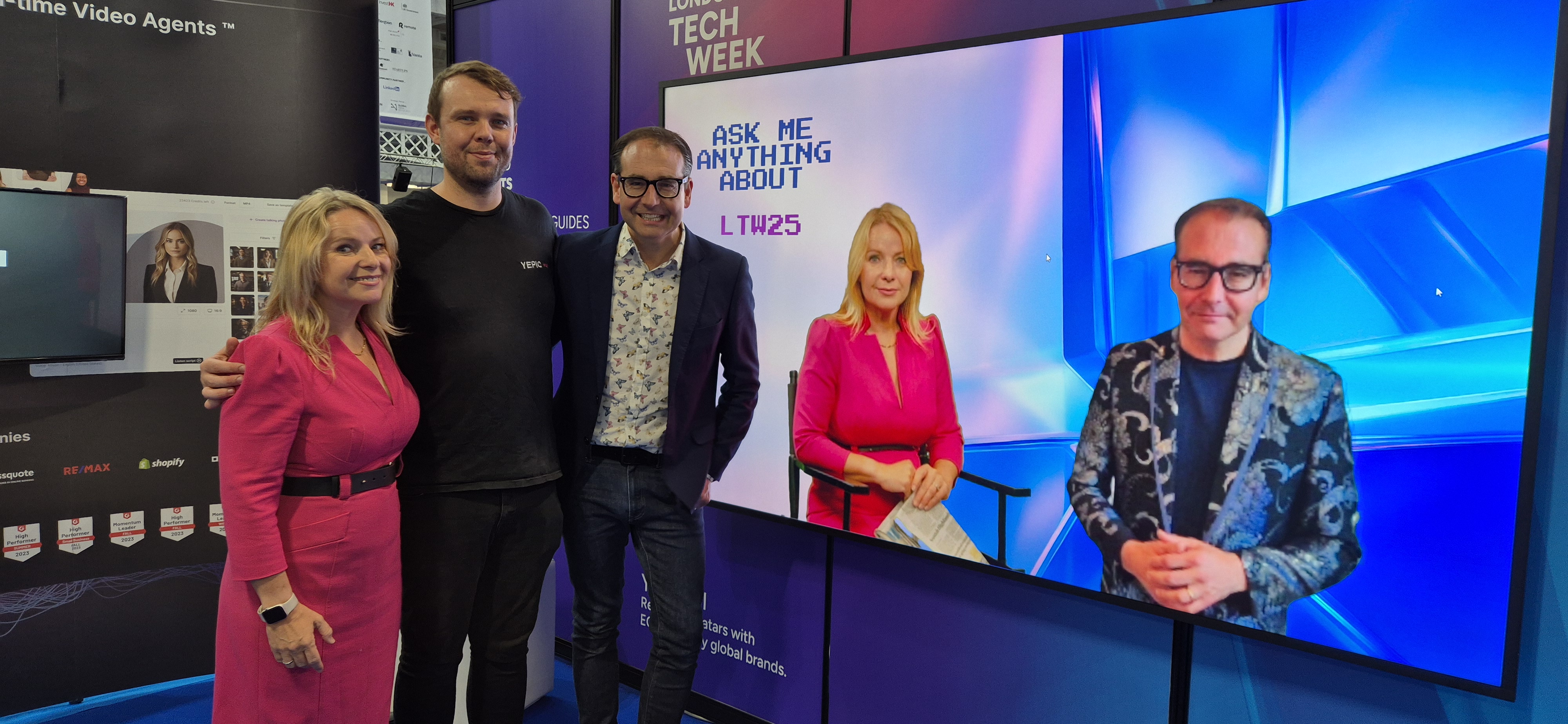 Yepic team with the Oli Barrett and Susannah Streeter AI personas at London Tech Week