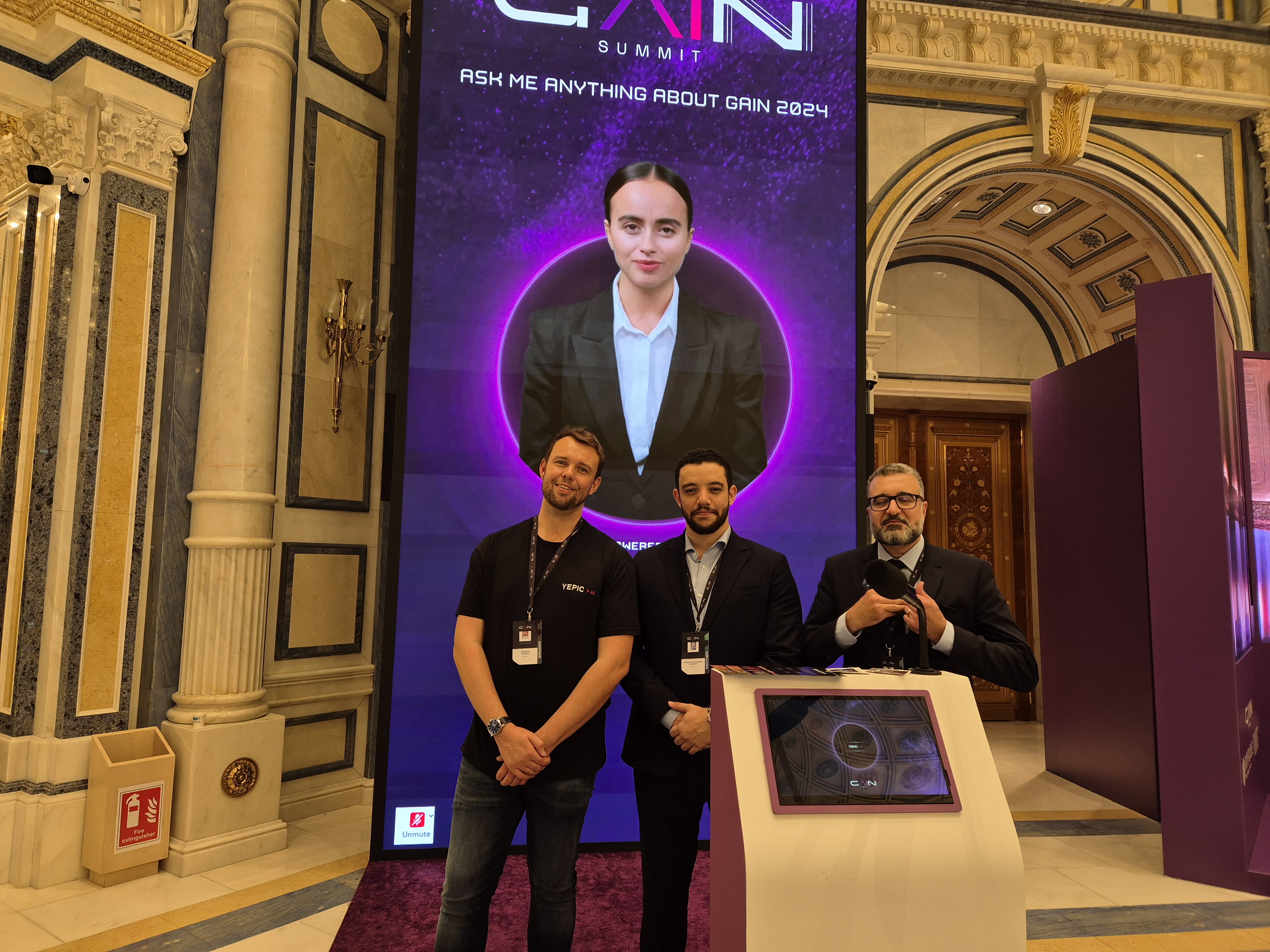 Yepic team with the live GAIN AI avatar installation