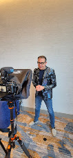 Oli Barrett being filmed for his London Tech Week AI persona