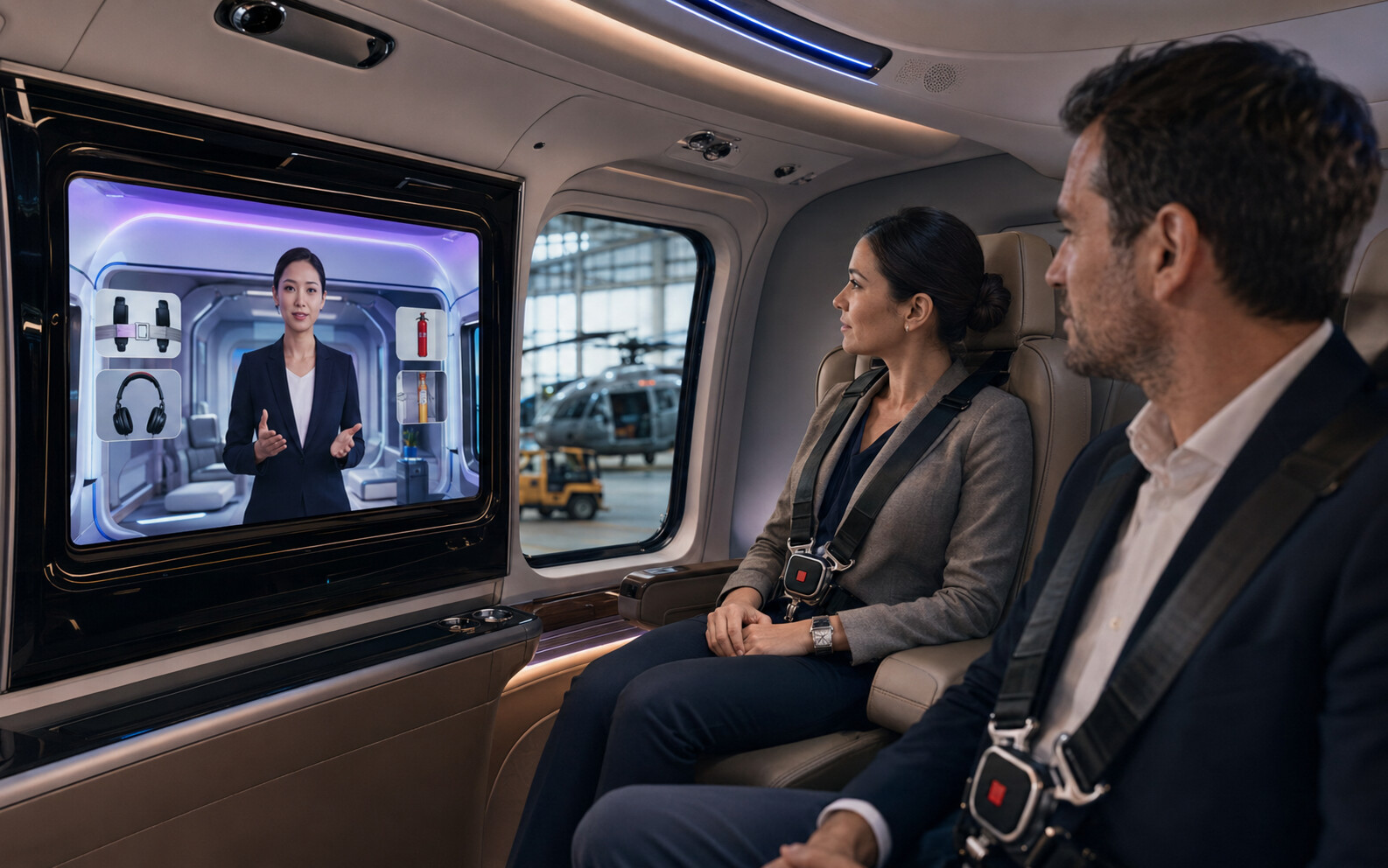 AI-generated conceptual visualisation of multilingual avatar-led aviation safety guidance